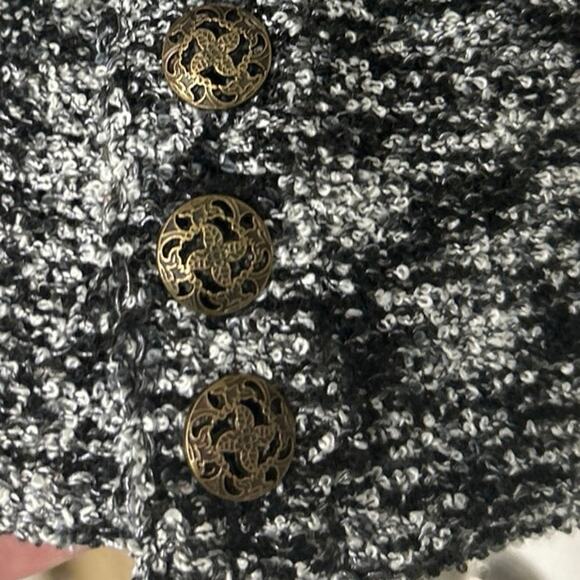 Curio Black Textured Knit Mock Neck Button Down Cardigan Sweater New L - Picture 7 of 16